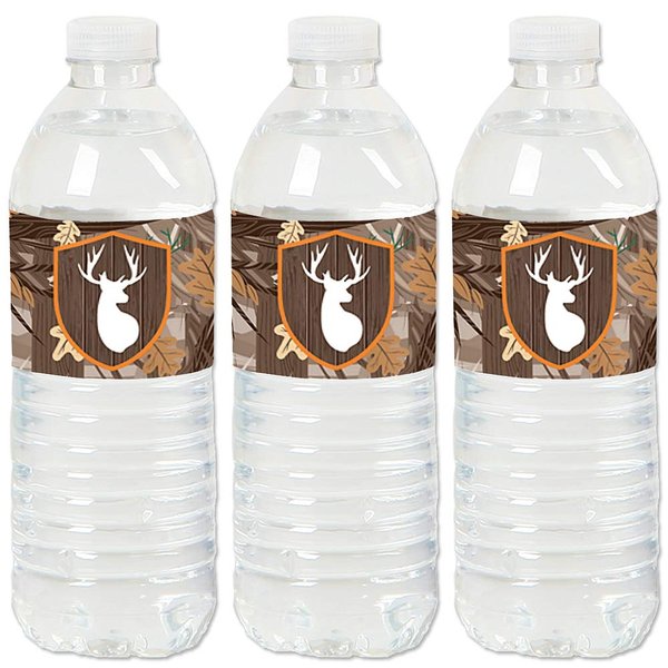 Gone Hunting - Deer Hunting Camo Baby Shower or Birthday Party Water Bottle Sticker Labels - Set of 20