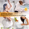 Hair Drain Catcher,Square Drain Cover for Shower Silicone Sink Drain Strainer Hair Stopper with Suction Cup,Easy to Install Suit for Bathroom,Bathtub,Kitchen 2 Pack(White)