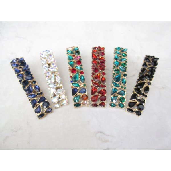 2 1/3 inch multi-color crystal rhinestone alligator hair clip barrette (Primary color: Red)