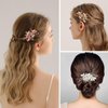 Sppry Wedding Hair Clips Set of 3 PCS - Floral Rhinestone Pearl Hair Accessories for Bridal Women (Rose Gold)