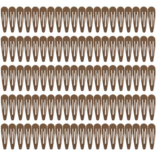 100Pcs Snap Hair Clips, Sublaga 2 Inch Bend Hair Clips, Metal Barrettes, No Slip Cute Solid Candy Color Hair Accessories for Girls, Women, Kids Teens or Toddlers (100pcs Coffee)