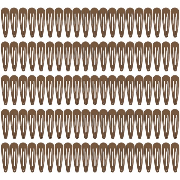 100Pcs Snap Hair Clips, Sublaga 2 Inch Bend Hair Clips, Metal Barrettes, No Slip Cute Solid Candy Color Hair Accessories for Girls, Women, Kids Teens or Toddlers (100pcs Coffee)