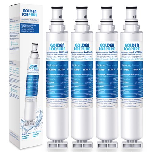 GOLDEN ICEPURE 4396701 Replacement for Kenmore 9915, 469915, Whirlpool EDR6D1, WF293, Everydrop Filter 6, WFL200, 4396702, RWF2000A Refrigerator Water Filter 4PACK