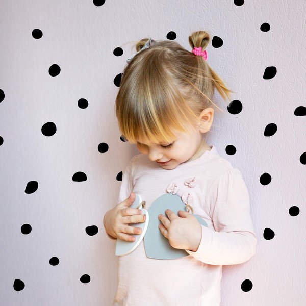 The Boho Design Hand Drawn Circle Dots Wall Decals Peel and Stick for Kids, Baby Bedroom Nursery and Living Room. 144 pcs Vinyl Wall Stickers Decor (Black)