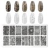 KAAGEE 5Pcs Leopard Print Nail Stamp Nail Stamping Plates Nail Art Stamping Plates Nail Design Stamp Nail Plate Template Nail Art Accessories Tools with 1 Nail Stamper, 1 Scraper