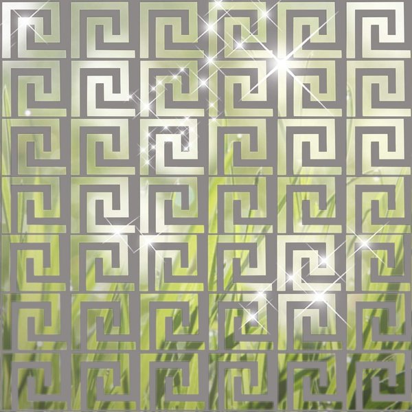 Shappy 24 Pcs Acrylic Mirror Wall Stickers Geometric Greek Mirror Stickers Removable Wall Decals Peel and Stick Art Adhesive Mirror Stickers for DIY Home Living Room Bedroom Decor(Silver)