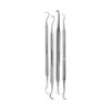 4 Pcs Double Ended Dental Scaler Made of Stainless Steel Reusable Tool Plaque & Tartar Remover Pick Suitable for Professional or Personal Use & Pet Oral Hygiene Care with Knurled Handle