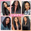 Kinky Straight Clip in Hair Extensions for Black Women Full Head Yaki Kinky Straight Synthetic Hair Clip ins Hair Natural Black 4Pcs 11 Clips 170g/Set (22 inch)
