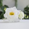 Fangsen Wedding Boho White Rose Flower Hair Clips Floral Hair Accessories for Brides and Bridesmaids Silver (White)