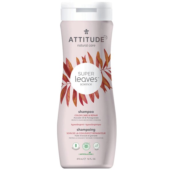 ATTITUDE Natural Shampoo for Color-Treated Hair, Avocado Oil & Pomegranate, 16 fl oz (Pack of 1) (11094)