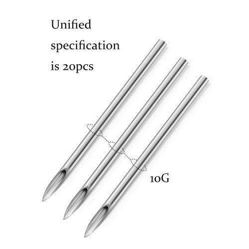 Vsnnsns 10G Piercing Needles Disposable Sterilized Stainless Steel Body Piercing Hollow Needles for Tongue Nipple Piercing Nose Septum Rings Earrings Piercing Jewelry