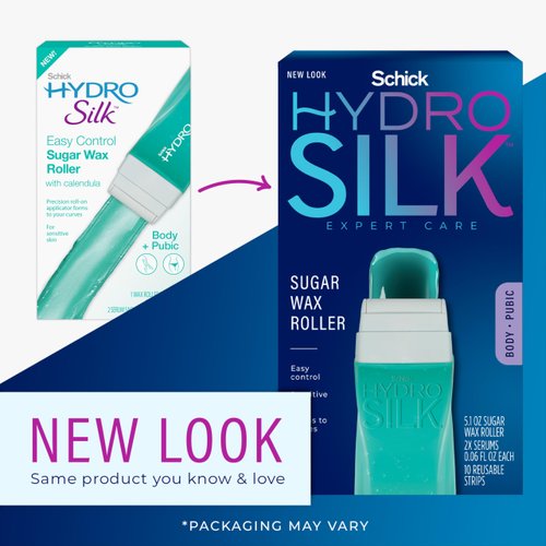 Schick Hydro Silk Sugar Wax Roller for Body + Pubic Hair Removal | Roll On Wax Kit, Soft Wax, Hair Removal Wax, Body Wax Kit, Bikini Line Hair Removal