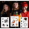 Kotbs 12 Sheets Spider Face Tattoos, Halloween Temporary Spider Decals for Kids and Adults - Realistic Halloween Makeup Stickers for Witch Costume and Party Favors