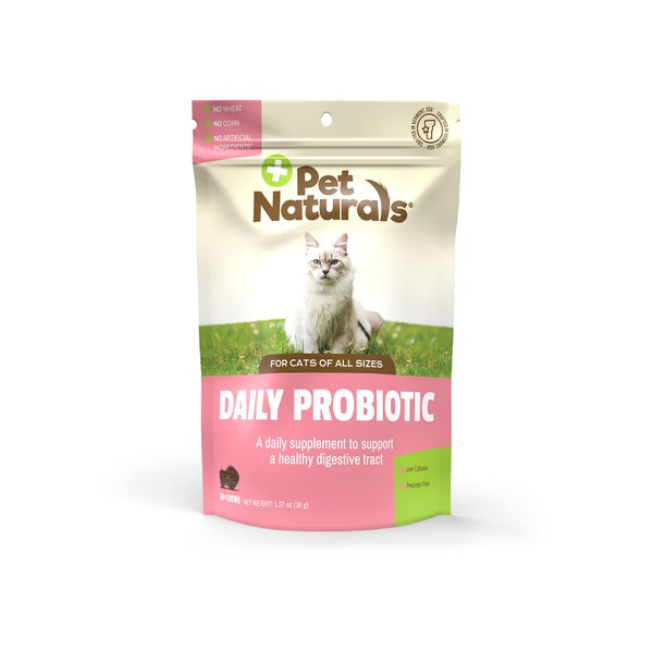 Pet Naturals Daily Probiotic for Cats, 30 Chews - Digestive and Immune Support Supplement for Cats