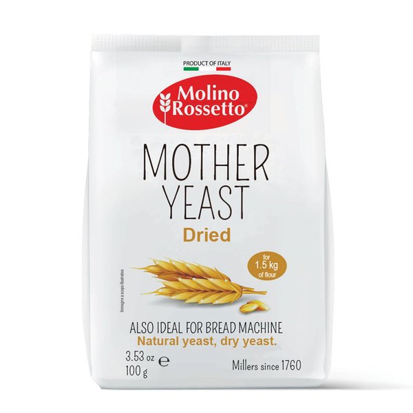 Molino Rossetto Instant Rapid-Rise Dry Yeast - Premium Yeast for Baking Bread, Cake, Pizza Dough Crust - Bread Machine Yeast - Mother Yeast - Superior to Active Dry Yeast - All Natural (1 Pack 3.5 oz)