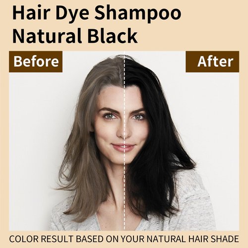 Black Hair Dye Shampoo for Gray Hair, Magic Black Hair Dye In Minutes, Natural & Long-Lasting Hair Color, Champu Para Canas, 3 In 1 Hair Color Shampoo for Men Women(Black)