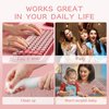 ELEVENAIL Medium Squoval Glossy Press on Nails Pure Milk Tea Red Pink False Nails Salon Manicure Reusable Short Christmas Fake Nails Tips Faux Ongles Fingernails for Daily Office Home