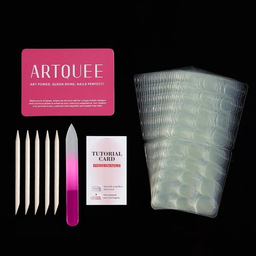 Artquee 20 Sheets 600 Pcs Nail Adhesive Tabs for Press on Nails Thin Nail Stickers for Fake Nails Double Sided Jelly Nail Glue Sticky Tabs for Manicure 15 Sizes