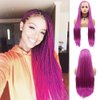 Purple Long Box Braided Wigs Micro Braided Lace Front Wigs for Women Hot Purple Braid Synthetic Wigs Glueless Heat Resistant Fiber Hair for Cosplay Party 28inches