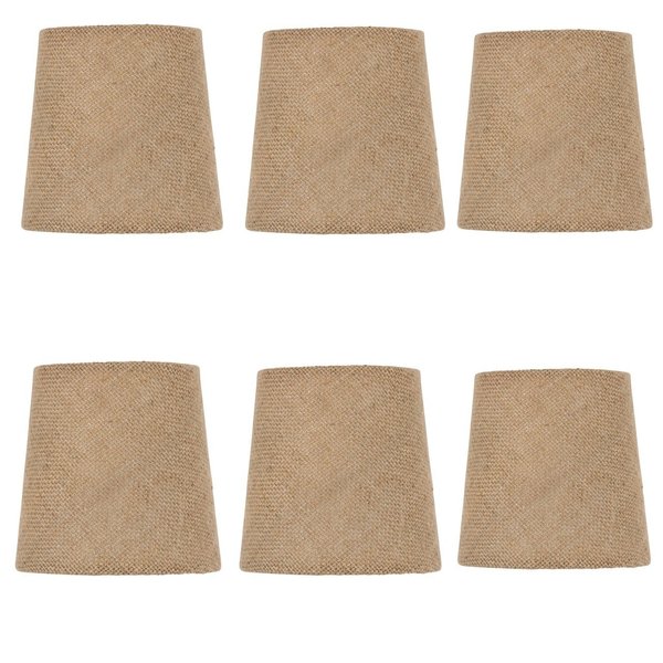 Upgradelights Set of Six-5 Inch Burlap Drum Chandelier Shade Mini Lamp Shade Natural Burlap