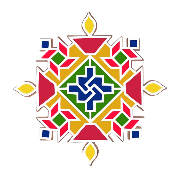 Wooden DIY Floral Diwali Rangoli Mat Easy to Use or to Fill Rangoli Template Rangoli Decorative Boards for Indian Traditional Festival New Year Decor MDF Readymade Diya Round Flower Design Rangoli