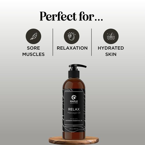 Lavender Massage Oil for Massage Therapy - Nourishing Full Body Massage Oil for Sore Muscles for Pro or Home Use with Moisturizing Coconut Oil and Lavender Essential Oil - Non Greasy or Staining