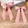 2PCS Silky Satin Hair Bows Hair Clip Pink Hair Ribbon Ponytail Holder Accessories Slides Metal Clips Hair Bow for Women Girls Toddlers Teens Kids