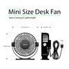 TriPole Small Desk Fan USB Powered Portable Fan 3 Speeds Strong Airflow Mini Fan 360°Rotation Personal Fan 5.1 Inch Table Fan for Home Office Bedroom Desktop, Black, 4.9ft Cable