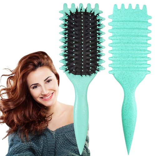 Curl Defining Brush, 1 PCS Curl Hair Brush, Curl Define Styling Brush, for Combing and Shaping Men's and Women's Curls to Reduce Pulling (Green)