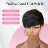 MaxlaceWig Short Wigs for Black Women Pixie Cut Wig Human Hair, Natural Black 1B Layered Swoop Bang Short Human Hair Wigs for Black Women, Glueless Wear And Go Wig Short-Cut Style Tapered Wig