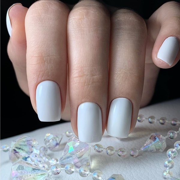 modelones set White Press On Nails Shorts Square Press On Nails with Nail Glue Reusable Manicure Fake Nails Glue on Nails Set Adhesive Tabs Nail File Elegant Nails 12 Size 36Pcs