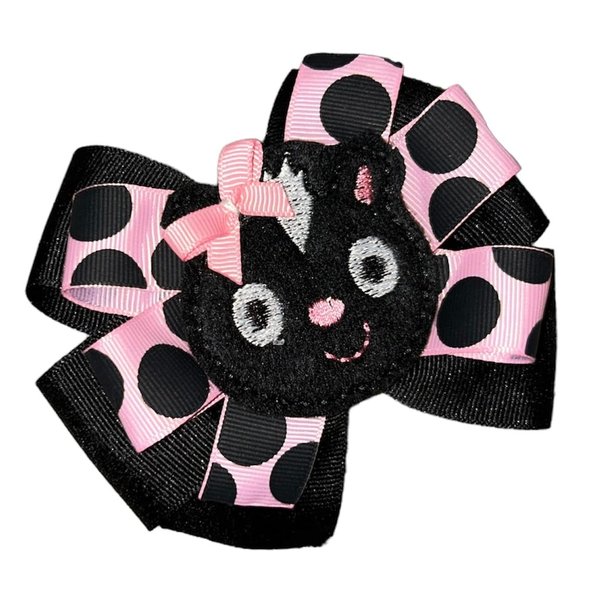 Skunk Pinwheel Hair Bow 4" Black Pink