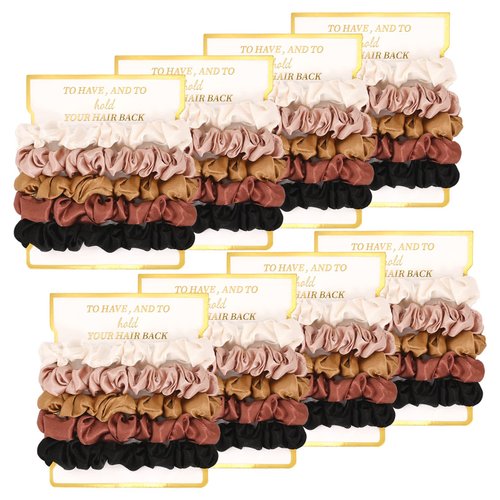8 Pack Bridesmaid Gifts Satin Bridesmaid Scrunchies Soft Hair Ties Bachelorette Party Favors Hair Accessories for Women Bridesmaid Proposal Gift (Ivory,Rose Gold,Gold,Wine,Black)