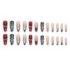 24 Pcs Halloween Fake Nails Long Black Spider Web Press on Nails Black Red French Tip False Nails Full Cover Halloween Glue on Nails Square Artificial Nails Halloween Acrylic Stick on Nails for Women