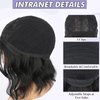 Dark Brown Wavy Bob Wig Natural Brown Curly Bob Wig with Curtain Bangs for Black Women,Synthetic Short Brown Curly Bob Wigs with Bangs Bob Curly Wavy Wig Shoulder Length Wig for Daily Use 4#