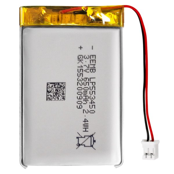 EEMB Lithium Polymer Battery 3.7V 650mAh 553450 Lipo Rechargeable Battery Pack with Wire JST Connector for Speaker and Wireless Device- Confirm Device & Connector Polarity Before Purchase