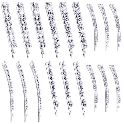15 Pieces Rhinestone Hair Clips Metal Rhinestone Hair Pins Clear Crystal Bobby Pins for Women Girls Luxury Rhinestone Hair Barrettes Bling Hair Pins Hair Accessories for Party Wedding Daily(Silver)
