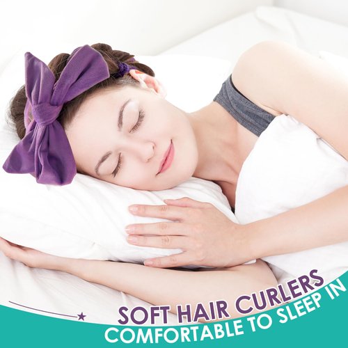 ZILAMPU Hairband, 8 PCS No Heat Curling Rod Headband for Women Girls Long Wave Curl, Soft Hair Curler to Sleep In Overnight Curls, Includes Hair Clip & Elastic Hair Ties, Gifts Set