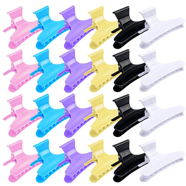 ANBALA Butterfly Hair Clips, Hair Claw Clips Clamps for Women, Large Hair Clips for Medium Thickness Fine Hair, 24 Pack 4 X6 Colors