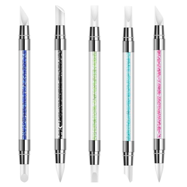 5 Pcs Nail Art Sculpture Pen Dual Tipped Silicone Nail Tool Rhinestone Nail Polish Carving Pen Rubber Tip Nail Brushes