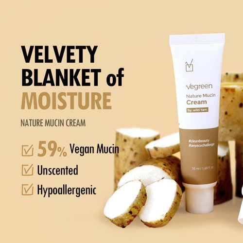VEGREEN Nature Skin Mucin Hydrating Moisturizer Face Cream for Dark Spots | Phyto Mucin-Enriched Vegan Facial Moisturizer for Dry Skin & All Skin Types Korean Beauty Snail Mucin Alternative 1.7 fl oz