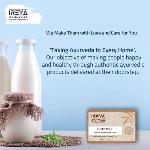 Ireya Ayurveda Goat Milk Soap - With Lavender Shea Butter & Aloe Vera extract 125 g (4.41 oz) Moisturizing Cleansing Soap Free from Parabens, SLS and Handmade Soap in India