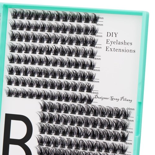 Bodermincer XXXL Tray 204pcs 9 Colors Mixed/Black Mixed Length Lash Clusters Lash Extensions 10+12mm MIX/12-14mm MIX/14+16mm MIX Wispy Lashes (Black 12+14mm MIX)