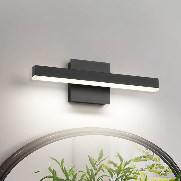 Joossnwell LED Bathroom Vanity Lighting Fixture Modern Bath Light Bar 15.75inch Black Wall Sconce 12W 4000K