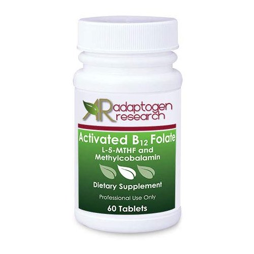 Activated B12 Folate Lozenges Formula | High Potency Methylcobalamin Metafolin Folate L-5-MTHF | Bioactive Forms Vitamin B12 and Folate | 60 Fast-Dissolving Tablets |Adaptogen Research
