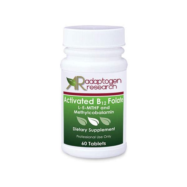 Activated B12 Folate Lozenges Formula | High Potency Methylcobalamin Metafolin Folate L-5-MTHF | Bioactive Forms Vitamin B12 and Folate | 60 Fast-Dissolving Tablets |Adaptogen Research