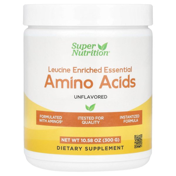 Super Nutrition Leucine Enriched Essential Amino Acids, Unflavored, 10.58 oz (300 g)