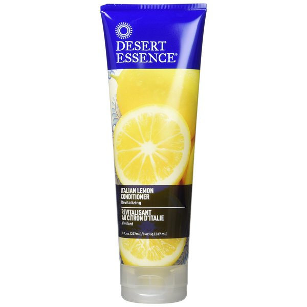 Desert Essence Italian Lemon Conditioner - 8 Fl Oz - Revitalizing Hair Detangler - Adds Volume - Shine - Strength - Scented - Certified Organic - Aloe Vera - Vitamin B5 - Cruelty Free - No Parabens