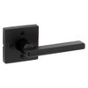 Kwikset Halifax Interior Privacy Door Handle with Lock, Door Lever For Bathroom and Bedroom, Matte Black Reversible Keyless Push Button Lock Door Lever, with Microban Protection, Square Rose