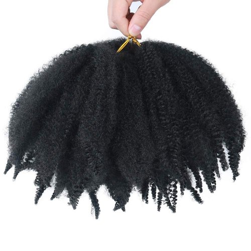 8 Inches Marley Hair Short Afro Kinky Twist Packs Marley Hair Curly Crochet Hair for Twists Marley Twist Crochet Braids Synthetic Kinky Hair Extensions(3Packs -1B)